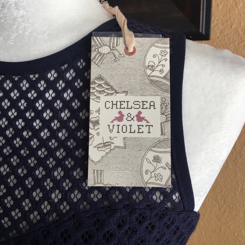 New Chelsea & Violet XS Navy Blue Midi Dress - Picture 3 of 8